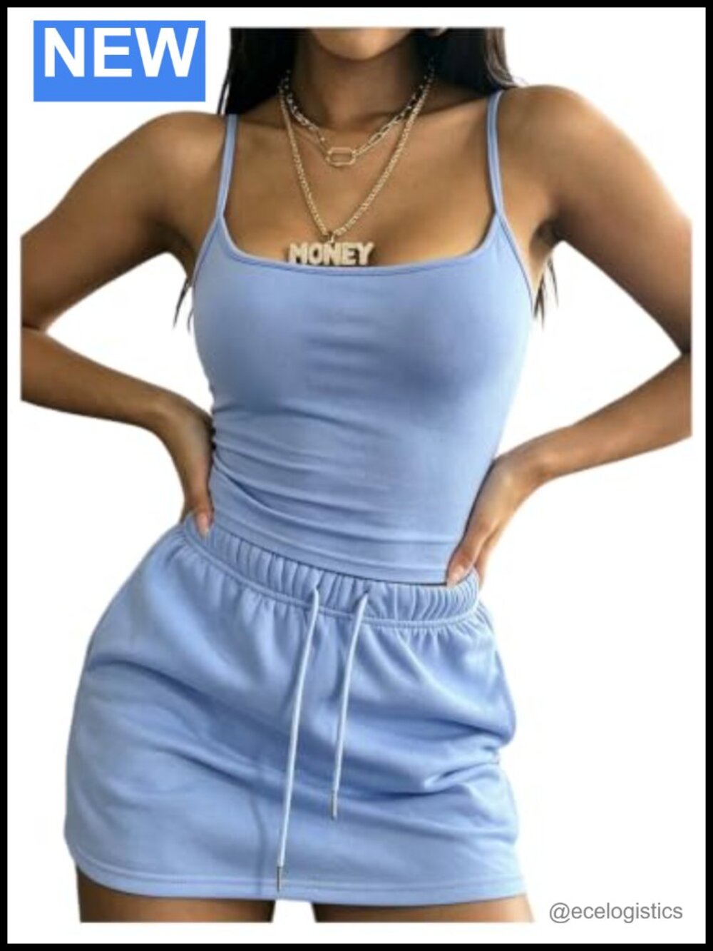 Women's 2 Piece Summer Outfit Fitted Tank Top Mini Sweat Skirt Set